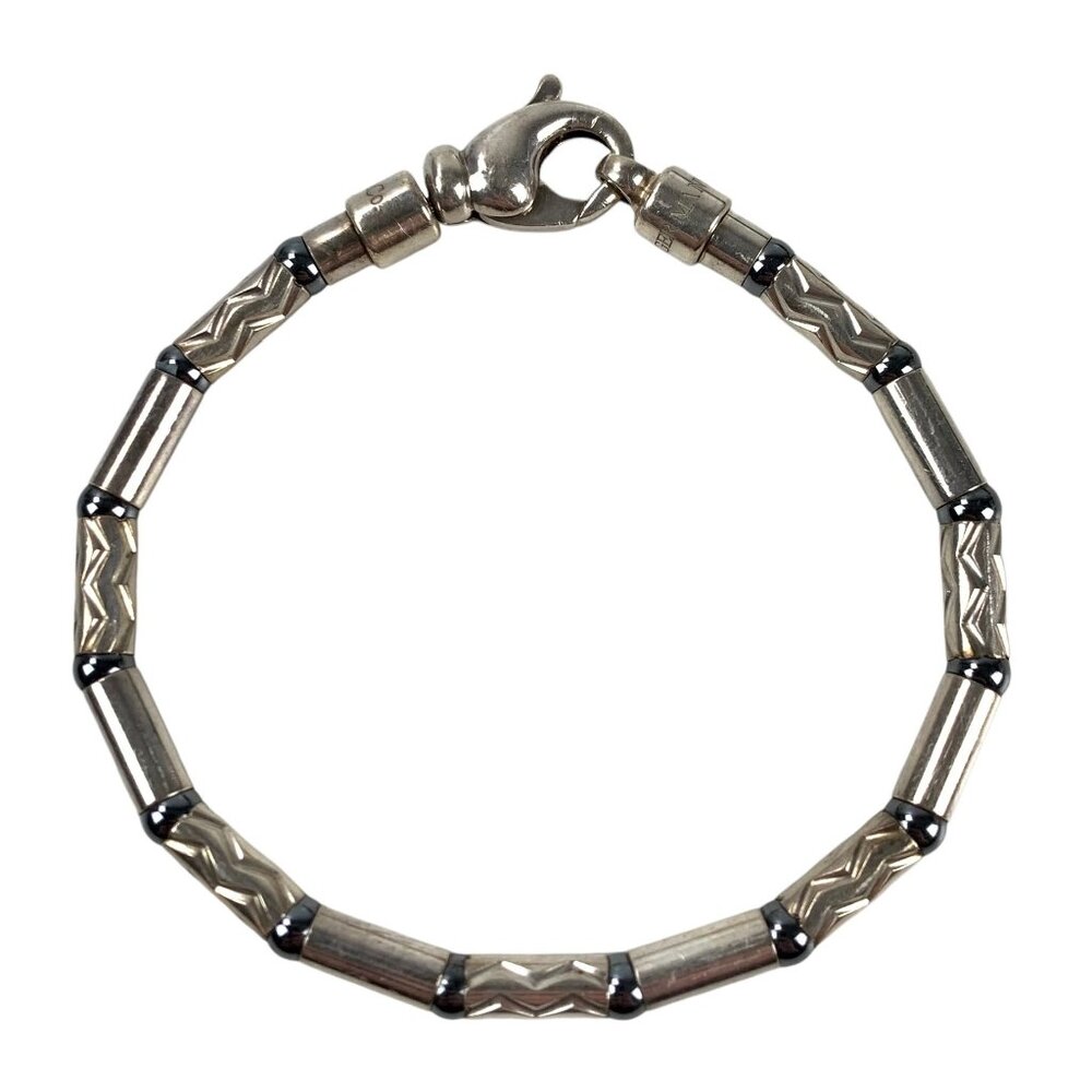 TIFFANY & CO. STERLING SILVER 925 HEMATITE AZTEC ZIG ZAG BRACELET